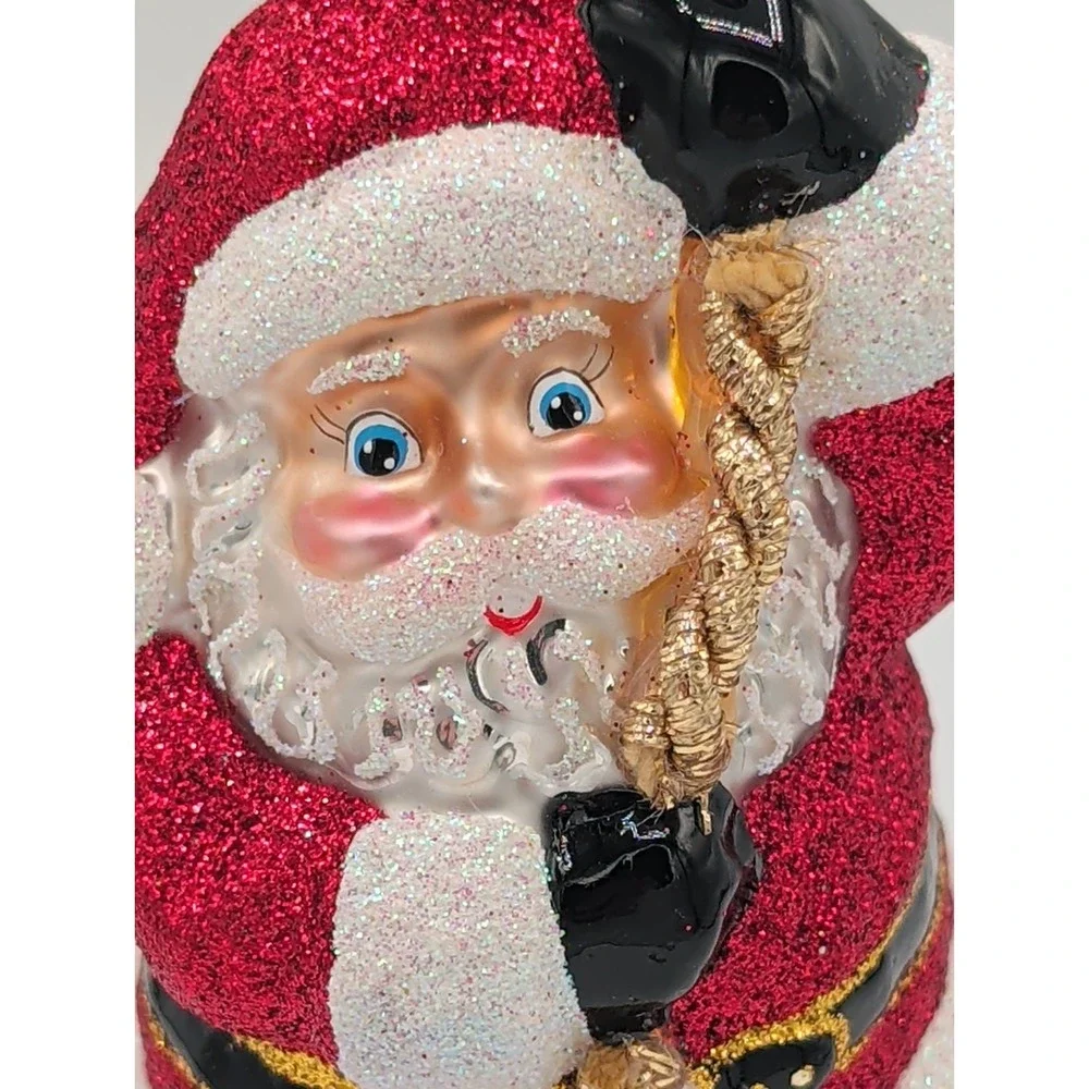 Lao Mai Blown Glass Santa Claus Climbing Rope Christmas Ornament Vintage 1985 5
